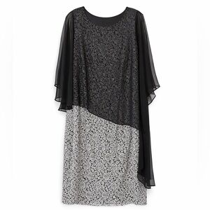 Jessica Howard Cocktail Dress black silver size 14W